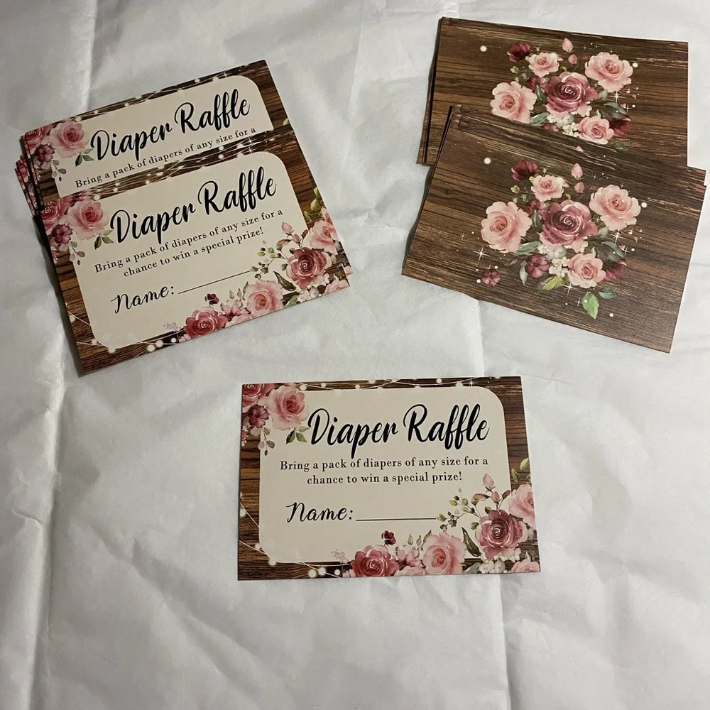 Diaper raffle cards and box